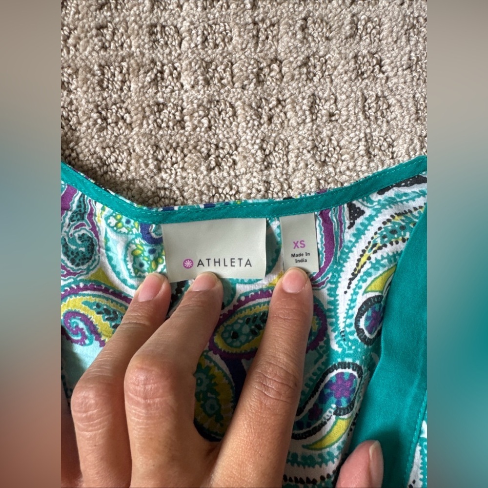Athleta Surfside Tunic Swim Cover Up Long Sleeve Paisley Turquoise XS - Picture 3 of 8